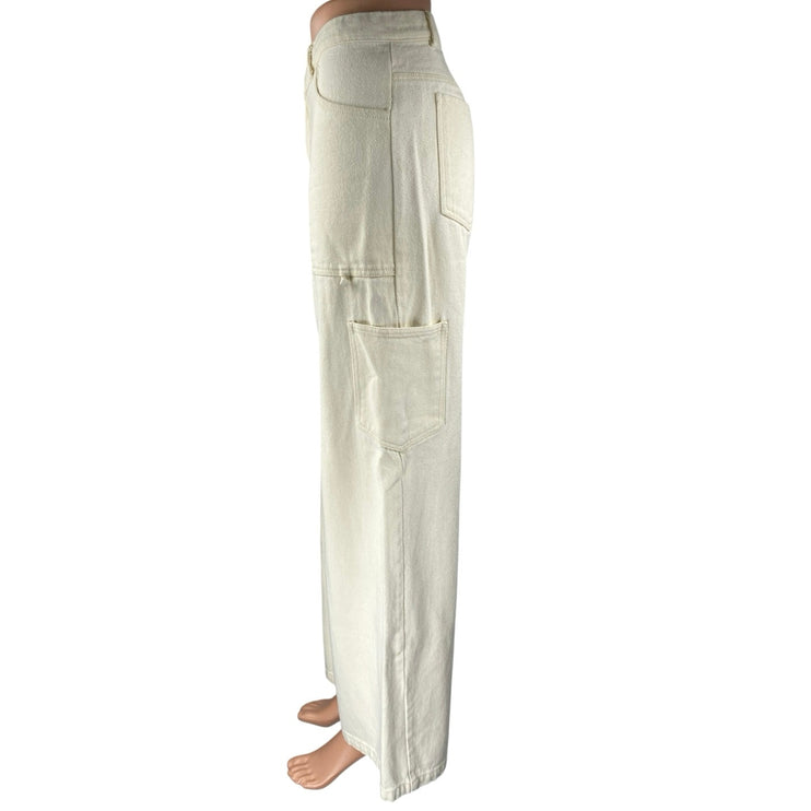 Riley Hubatka x Peppermayo White High Waist Wide Leg Palazzo Trousers Pants Sz 8
