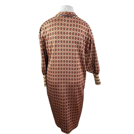 Zara Women's Multicolor Metallic Knit Argyle Long Open Cardigan Sweater Top S