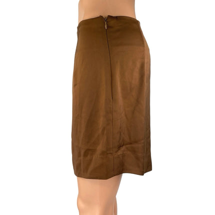 Emory Park Women's Brown Silky Satin Zipper Mini Pencil A-Line Slip Skirt Size M