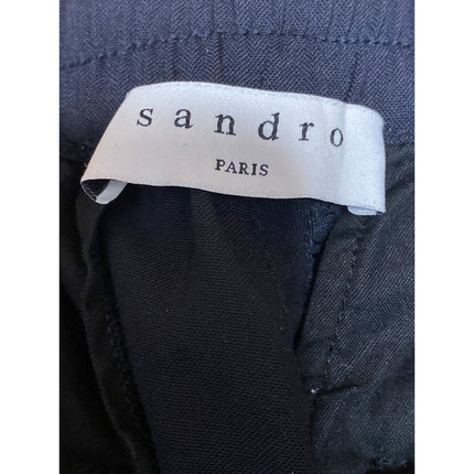Sandro Men's Navy Blue Wool Drawstring Chino Khaki Bermuda Sweat Shorts Size 40