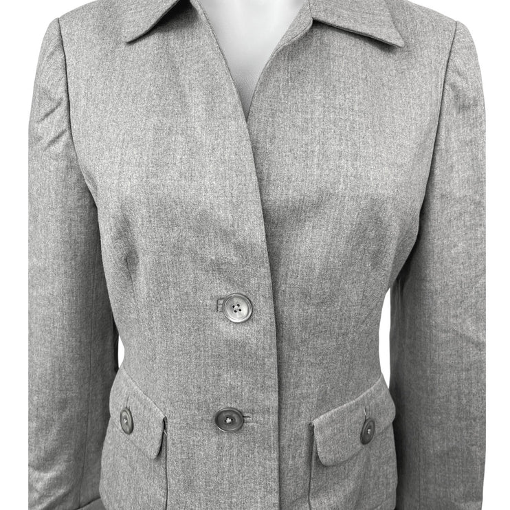 Brooks Brothers Women's Gray 100% Wool Two Button Collar Blazer Jacket Coat 4