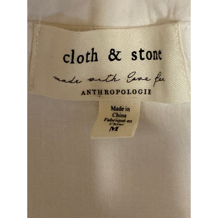 Anthropologie Cloth & Stone Women's White Long Sleeve Button Up Shirt Top Size M