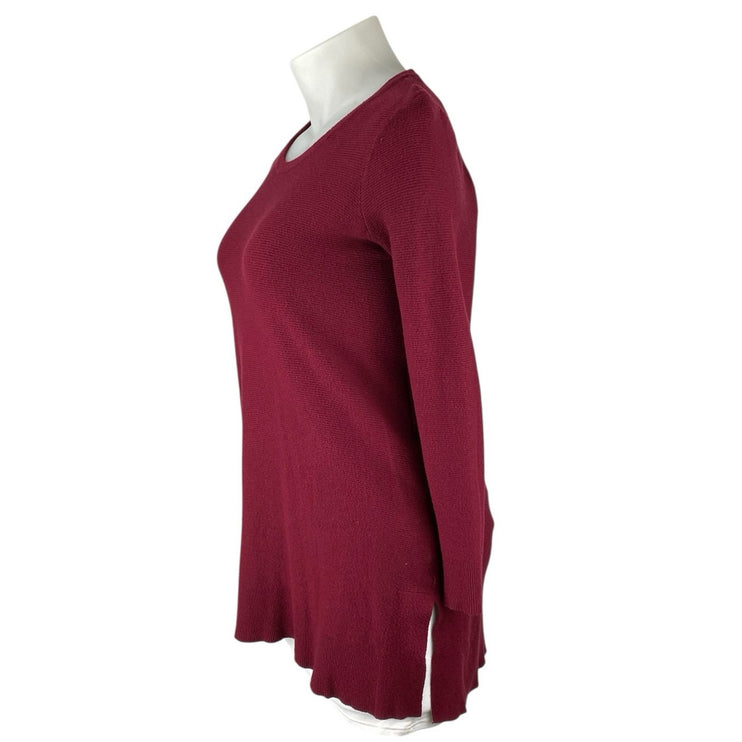 Cyrus Women's Red Long Sleeve Crew Neck Knit Tunic Sweatshirt Sweater Top Size L