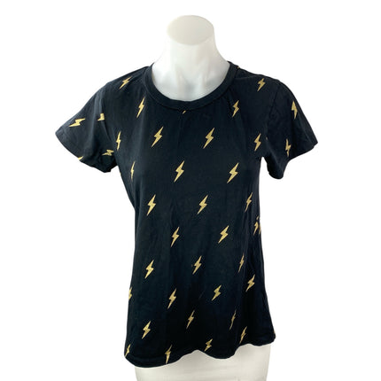 French Connection Black Lightning Bolts Crew Neck Short Sleeve Tee T-Shirt Top M