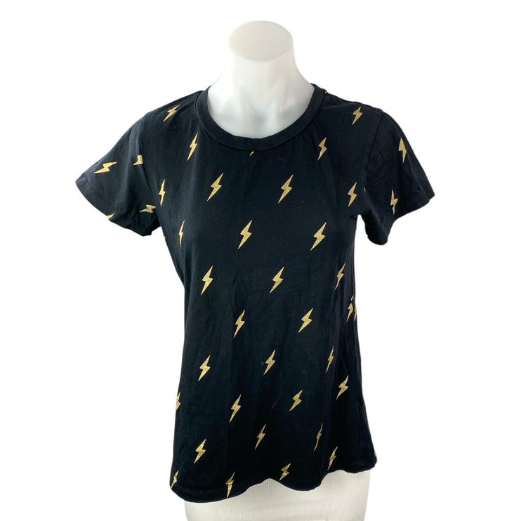 French Connection Black Lightning Bolts Crew Neck Short Sleeve Tee T-Shirt Top M