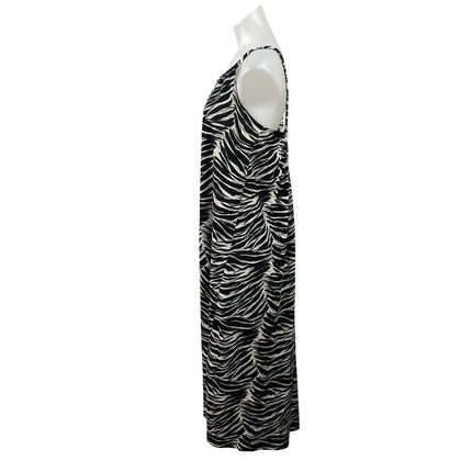 H&M Womens Black Pattered Zebra Print Sleeveless Oversized Maxi Tank Dress Sz S