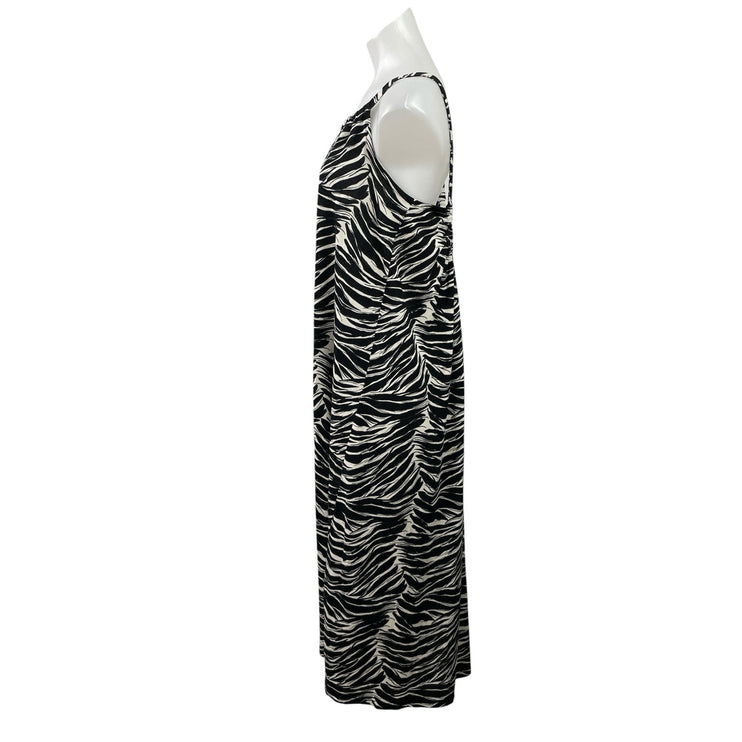 H&M Womens Black Pattered Zebra Print Sleeveless Oversized Maxi Tank Dress Sz S