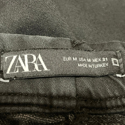 Zara Women's Black Drawstring High Rise Wide Leg Bermuda Casual Shorts Size M
