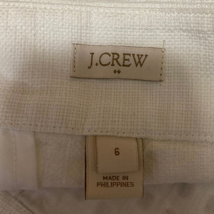 J.Crew White Eyelet Embroidered High Waisted Side Zip Mini Casual Shorts Size 6