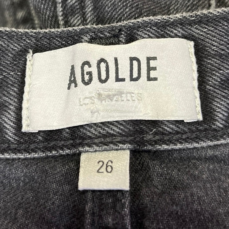 Agolde Women's Black High Waisted Ankle Straight Leg Denim Jeans Size 26