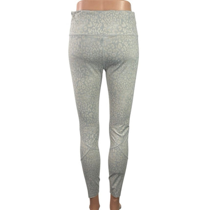 Varley Women's Gray Leopard Animal Print Yoga Athletic Leggings Pants Size M