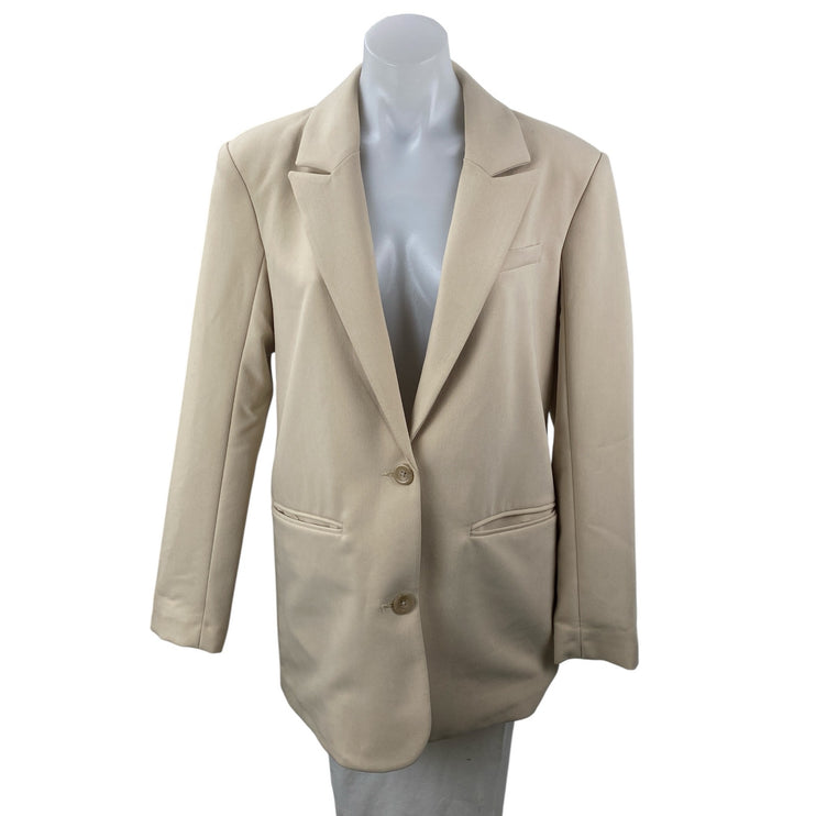 Abercrombie & Fitch Beige Long Sleeve Notch Collar Button Blazer Coat Jacket M