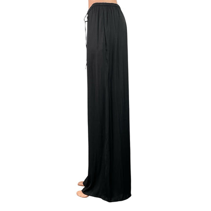 Zara Women's Black Drawstring High Waisted Wide Leg Baggy Trousers Pants Size M