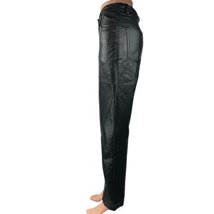 Aritzia Wilfred Black Faux Vegan Leather High Waist Straight Trousers Pants Sz 2