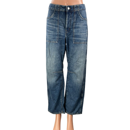 NEW Madewell The Darted Women's Blue High Rise Barrel Leg Denim Jeans Pants 25