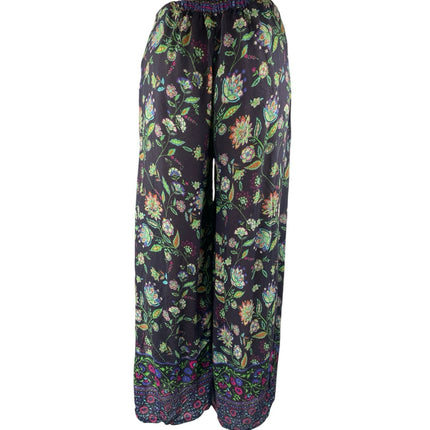 Ruby Yaya Black Multicolor Floral High Waisted Wide Leg Trousers Pants Size S