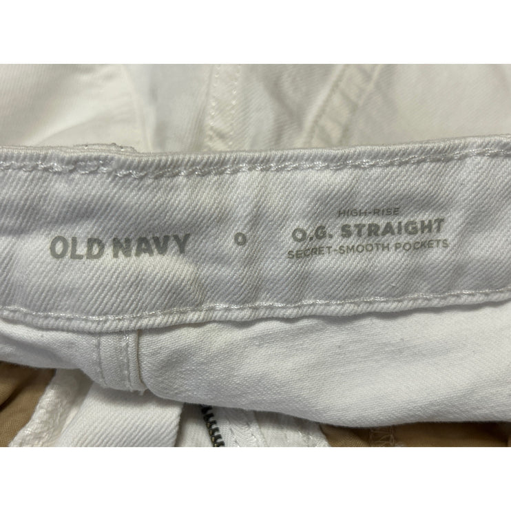 Old Navy High Rise OG Straight Women's White Cuffed Denim Jean Shorts Size 0