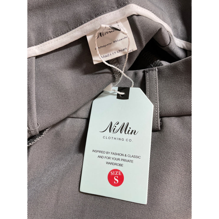 NEW Ni Min Women's Gray Straight Leg Loose High Waisted Trousers Pants Size S
