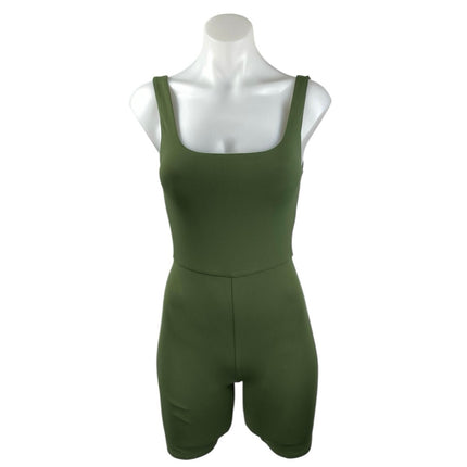 Aritzia Babaton Womens Olive Green Sleeveless Square Neck Jumpsuit Romper Sz S