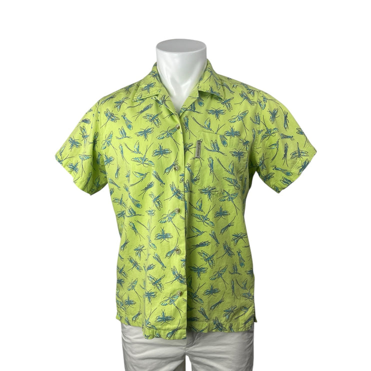 Columbia Men's Green Firefly Graphic Pocket Short Sleeve Button Up Shirt Top M