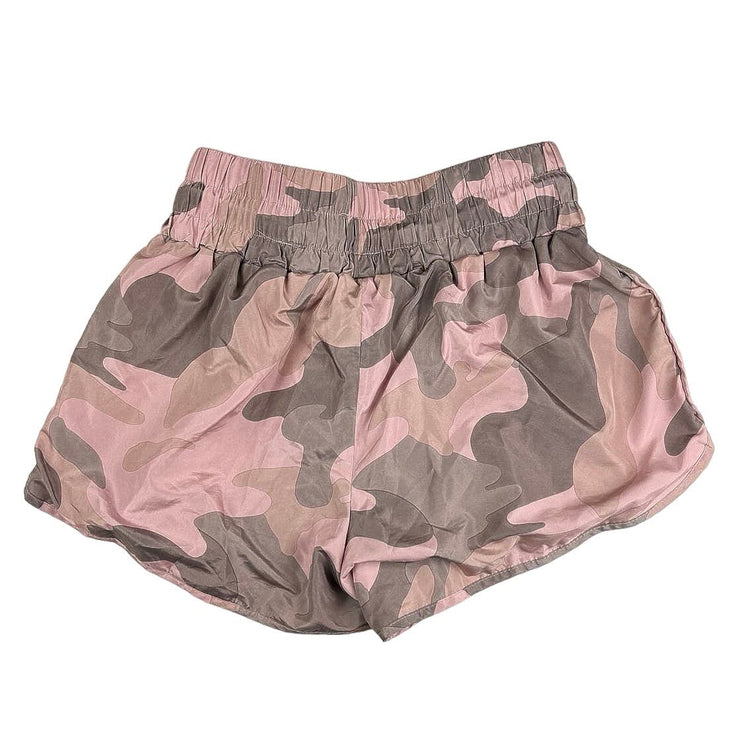 Forever 21 Pink Gray Camouflage Army Print Windbreaker Track Running Shorts Sz S