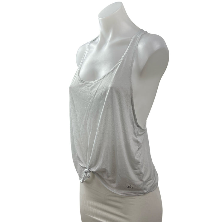 Alo Yoga White Scoop Neck Sleeveless Sports Athletic Activewear Tank Top Sz S/M