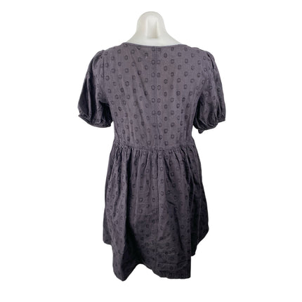 Urban Outfitters Kimchi Blue Gray Embroidered Polka Dots A Line Mini Dress Sz M