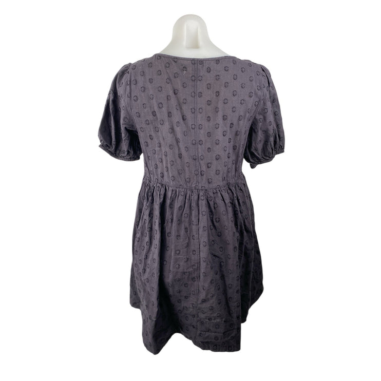Urban Outfitters Kimchi Blue Gray Embroidered Polka Dots A Line Mini Dress Sz M