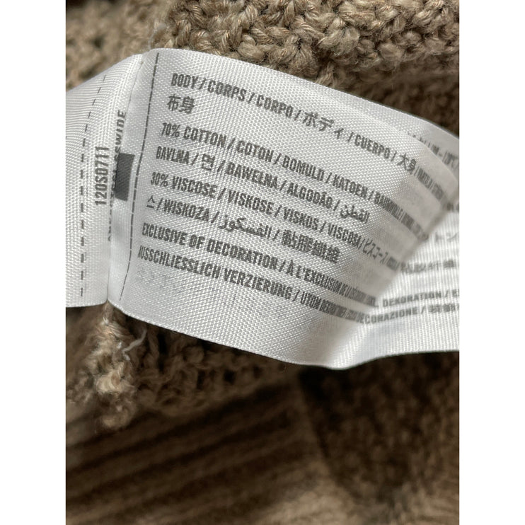 Abercrombie & Fitch Men Beige Knit Cropped Long Sleeve Button Down Sweater Top L