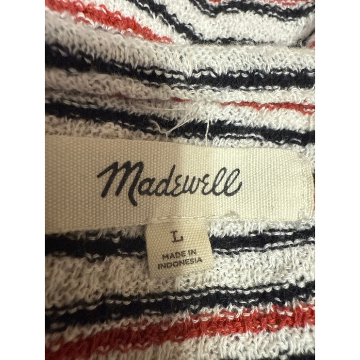 Madewell Acacia Multicolor Striped Jacquard Puff-Sleeve Tee T-shirt Top Size L