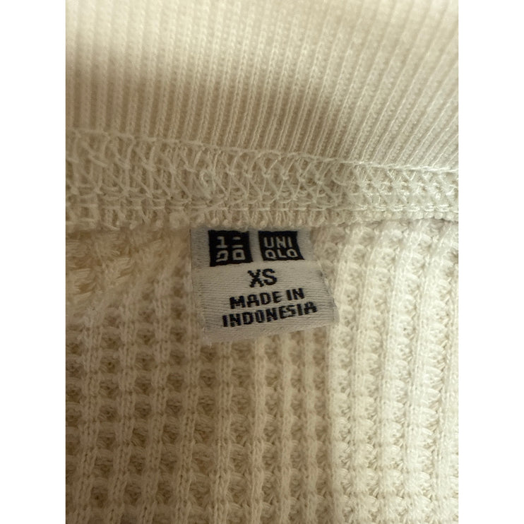 Uniqlo Women's Cream Waffle Knit Long Sleeve Winter Mini Sheath Sweater Dress XS