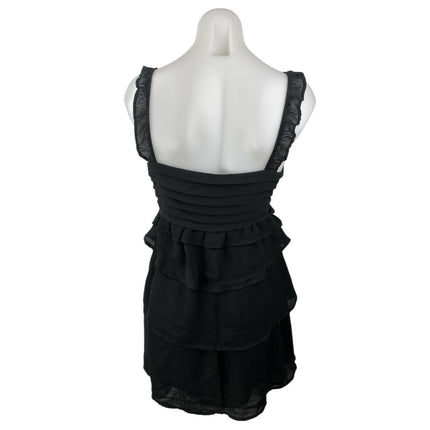 NEW Mango MNG Veronike Black Tiered Ruffle Sleeveless Cami Mini A-Line Dress M
