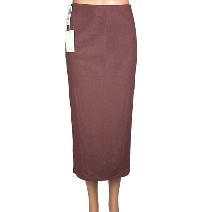 Aritzia Wilfred NWT Janine Rose Pink Ribbed Elastic Pullover Midi Skirt Size SP