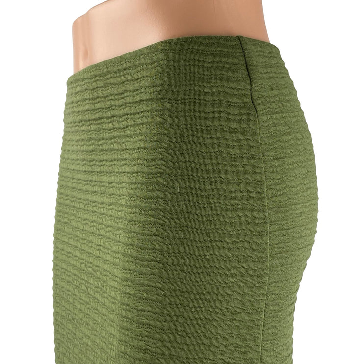 Topshop Women's Green Textured High Rise Mini Straight Pencil Bodycon Skirt Sz 6