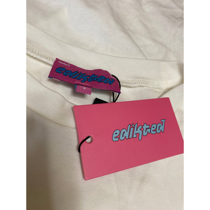 NWT Edikted Women's White Crewneck Long Sleeve Graphic Tee T-shirt Crop Top Sz S