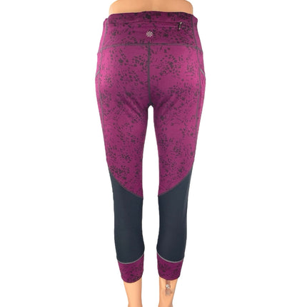 Athleta Floral Garden Relay 2.0 Maroon Activewear Fitness Capri Leggigs Pants S