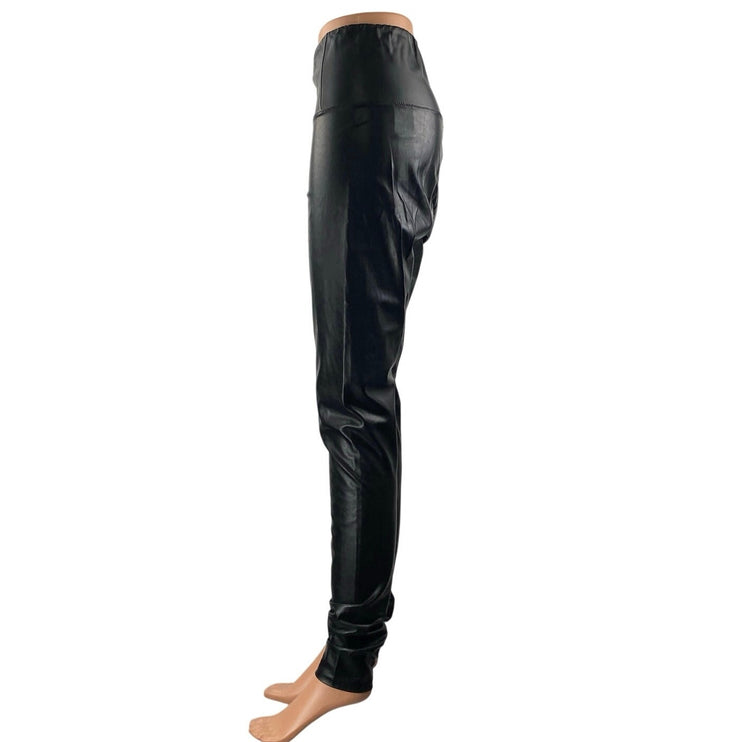 Aritzia Wilfred Free Black Faux Leather Vegan High Waisted Leggings Pants Size M