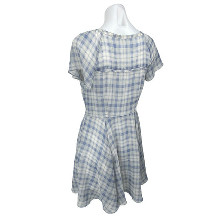 Urban Outfitters Kimchi Blue Plaid Check Lace Short Sleeve Button Shirt Dress M