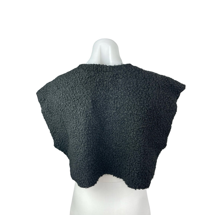 Love J Teddy Fur Women's Black Crew Neck Sleeveless Crop Vest Muscle Tank Top S