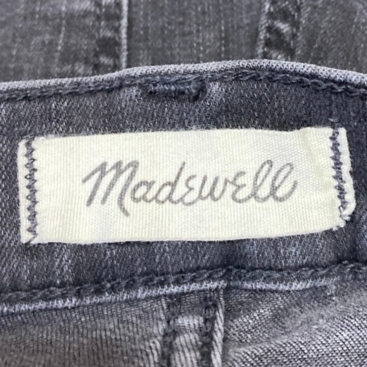 Madewell Women's Black High Rise Skinny Frayed Raw Hem Crop Denim Jeans Pants 25