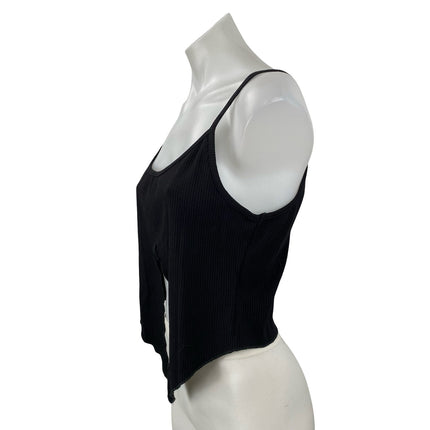 NEW Urban Outfitters Crusada Flyaway Black Split Slip Cami Tank Crop Top Size L