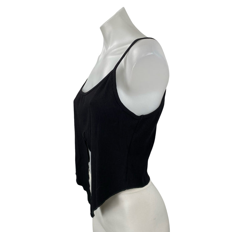 NEW Urban Outfitters Crusada Flyaway Black Split Slip Cami Tank Crop Top Size L
