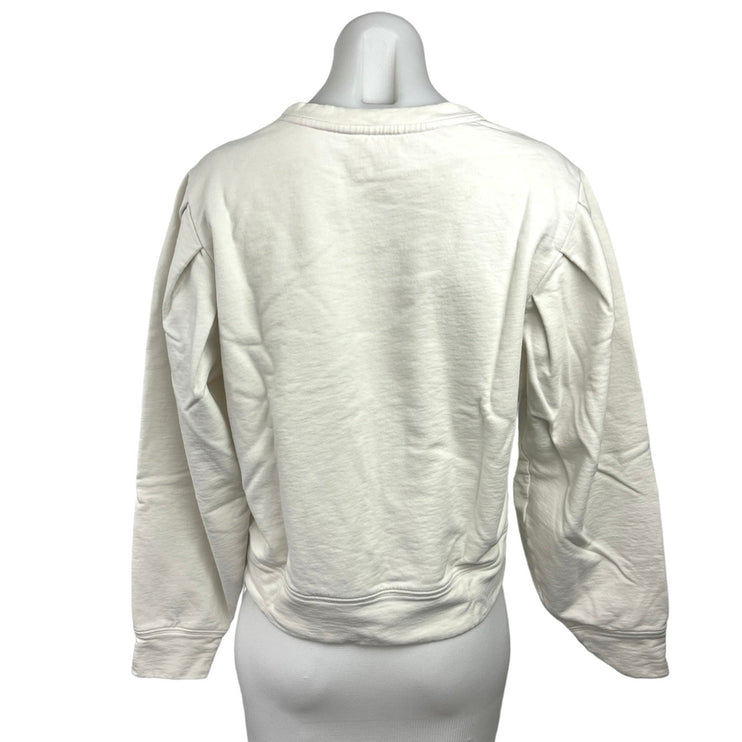 Terez New York Women's White Pullover Long Sleeve Crew Neck Sweatshirt Top Sz S