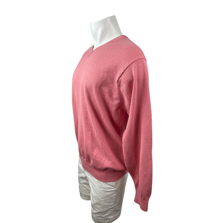 Marks & Spencer Collezione Men's Pink Silk V Neck Long Sleeve Sweater Top Sz XL