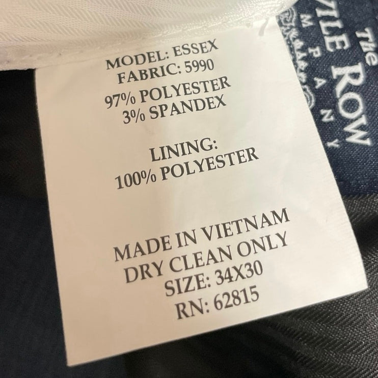 NEW The Savile Row Men's Blue Slim Tapered Trousers Dress Pants Size 34x30