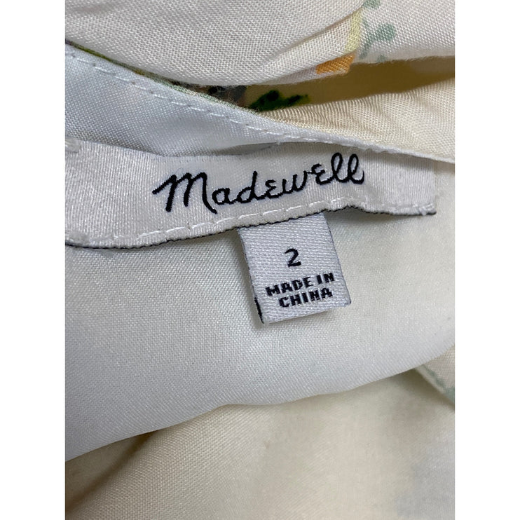 Madewell Women's Ivory Cream Floral Short Ruffle Sleeve Maxi Sheath Dress Size S