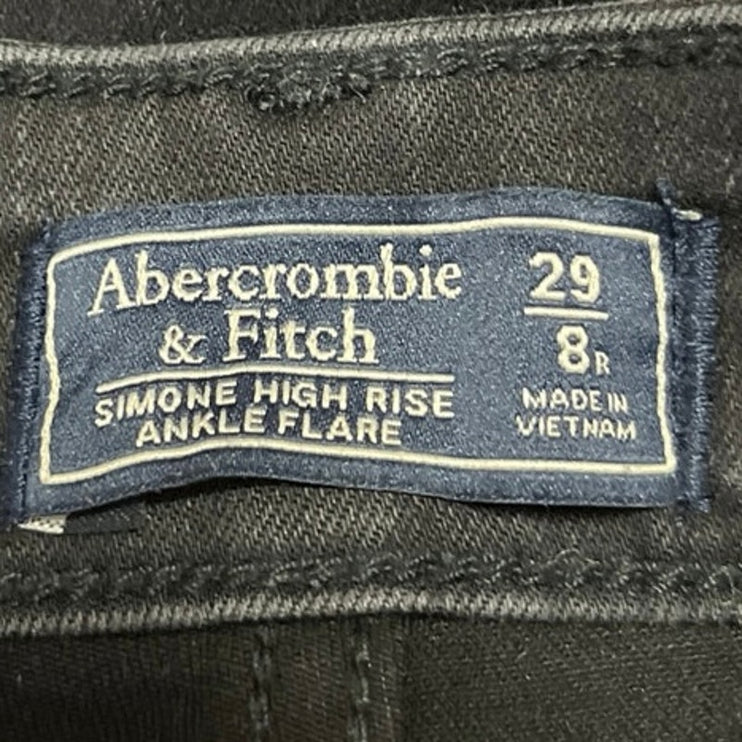 Abercrombie & Fitch Simone Black High Rise Ankle Flare Crop Denim Jeans Size 29