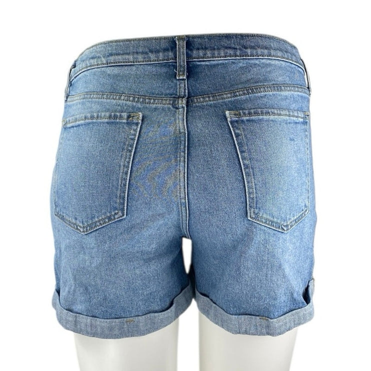 Banana Republic Blue High Waisted Medium Wash Cuffed Denim Jeans Shorts Size 33
