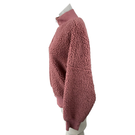 Askya Women's Pink Sherpa Fleece Faux Fur Long Sleeve Sweater Sweatshirt Top S