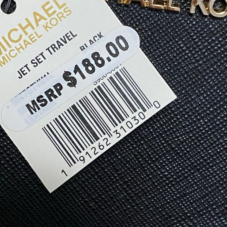 NEW Michael Kors Jet Set Travel Black Zip Card Coin Purse Pouch Wallet OS
